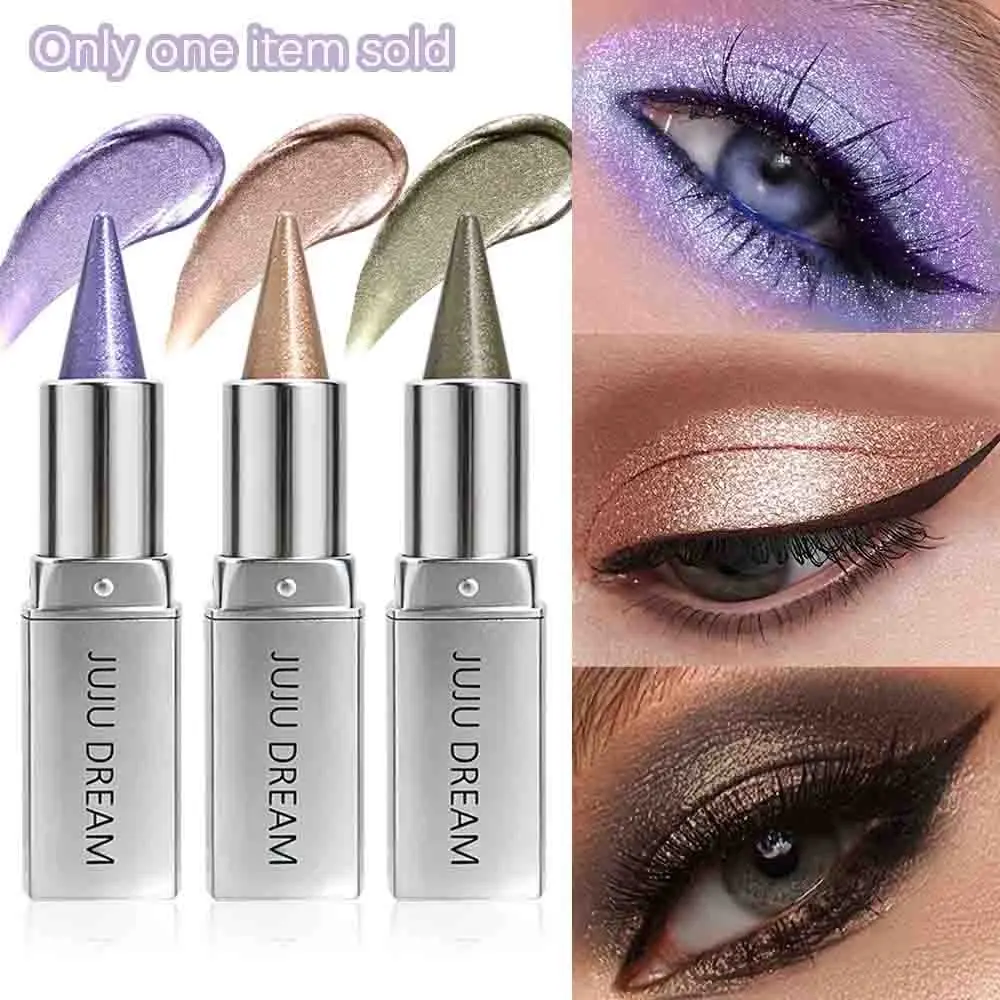 JUJU DREAM Metallic Shimmer Eyeshadow Stick, 3 Shades Purple, Champagne Gold & Olive Green Cream Glitter Eye Shadow Crayon, Smooth Cream Texture Easy One-swipe Application, Long Lasting Waterproof No Creasing No Fallout, Build Intense Sparkly Eye Look