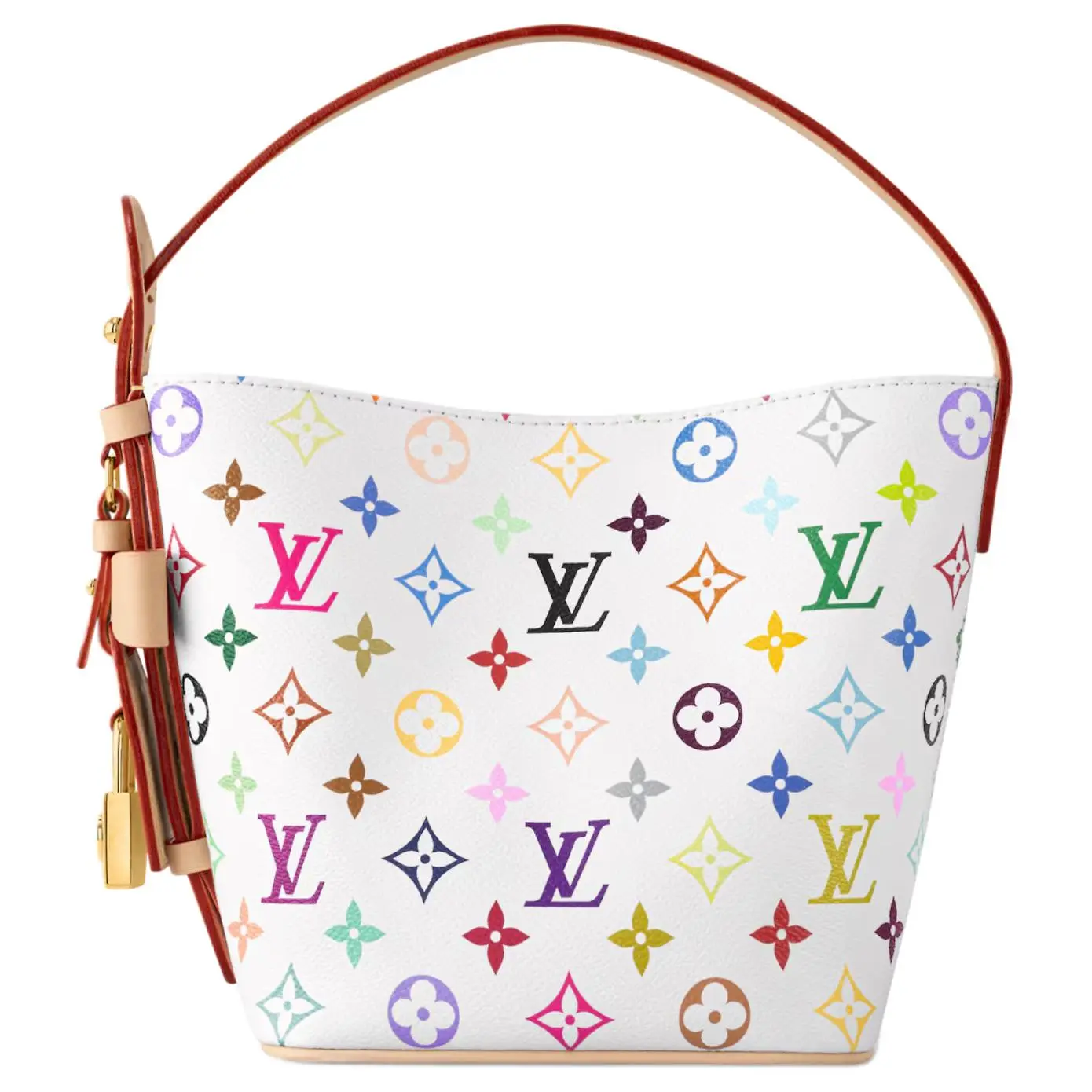 Louis Vuitton x Takashi Murakami All In BB Bucket Bag for Women, Monogram Coated Canvas, White