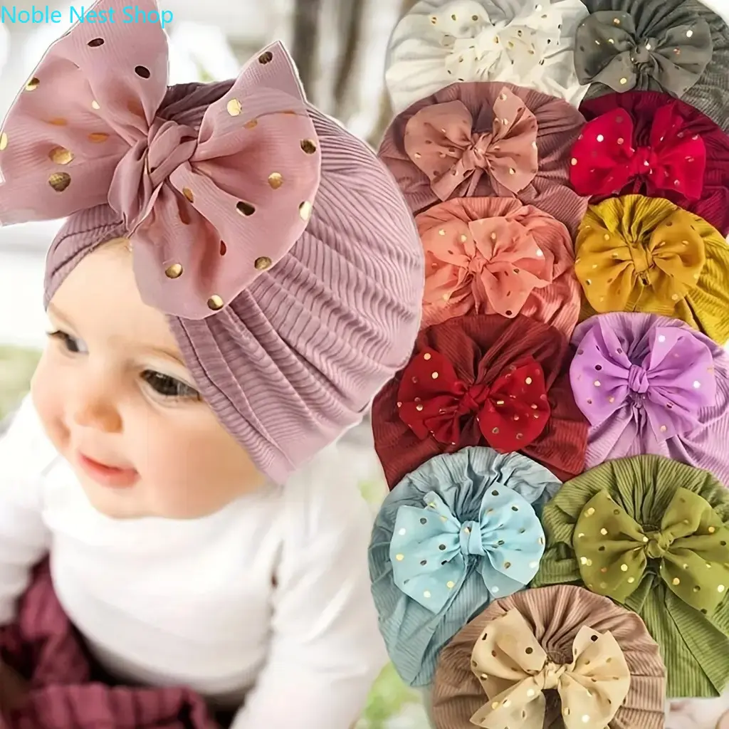 11 Pack Baby Girl Disc Flower Turban Caps, Soft Knot Style Hats for Newborn & Toddler Girls, Multi-Style Floral Infant Headwraps for Daily Wear & Baby Shower Gifts