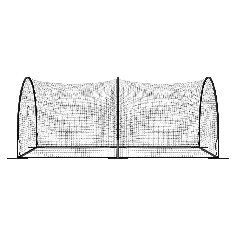 VEVOR Baseball Batting Cage, 19.9x12.0x8.2 FT Freestanding Portable Model, 30-Ply Knotted HDPE Netting with Pitching Machine Opening for Indoor & Outdoor Use, Batting Cages