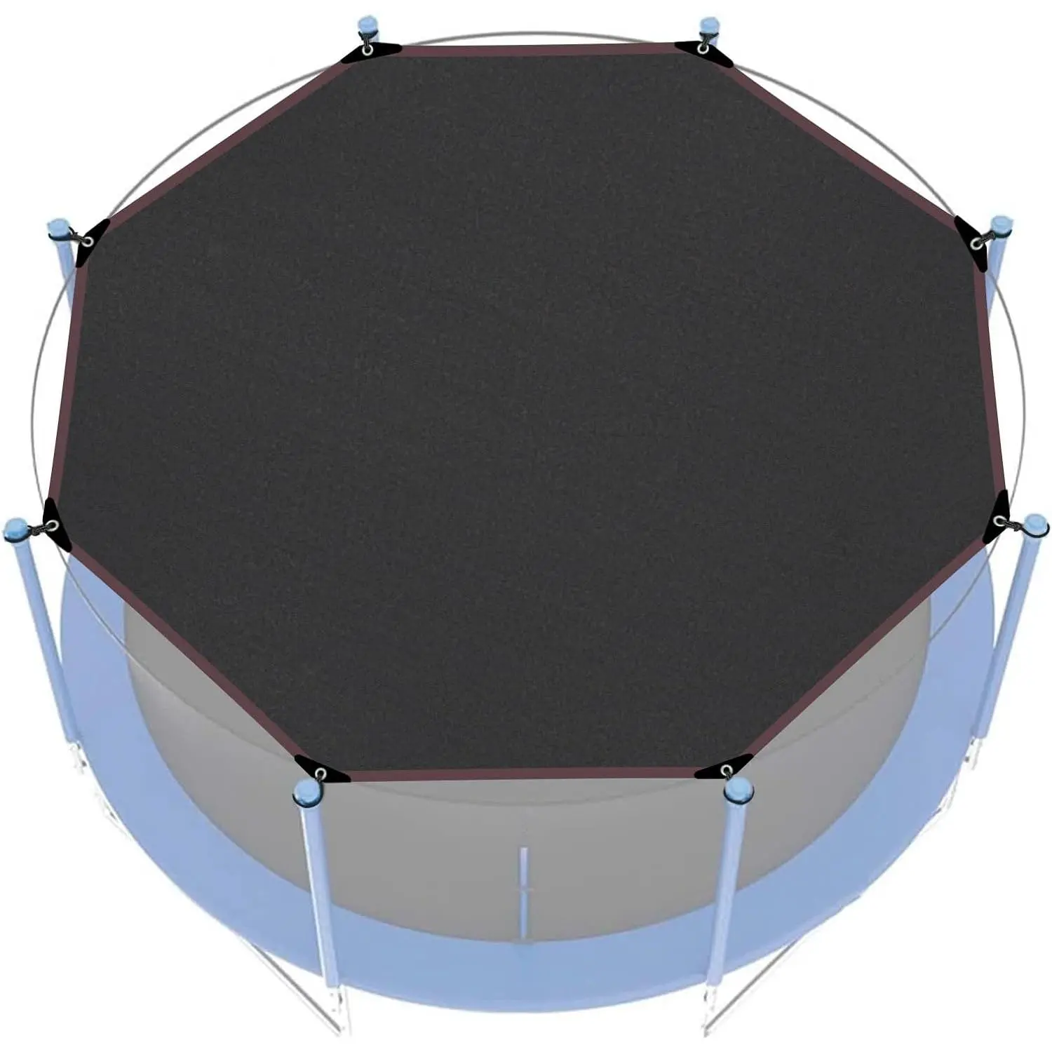 Trampoline Shade Cover Diameter 305 cm for 10FT 8 Poles UV-Resistant Waterproof Multifunctional Trampoline Cover Tent for Picnics Backyards