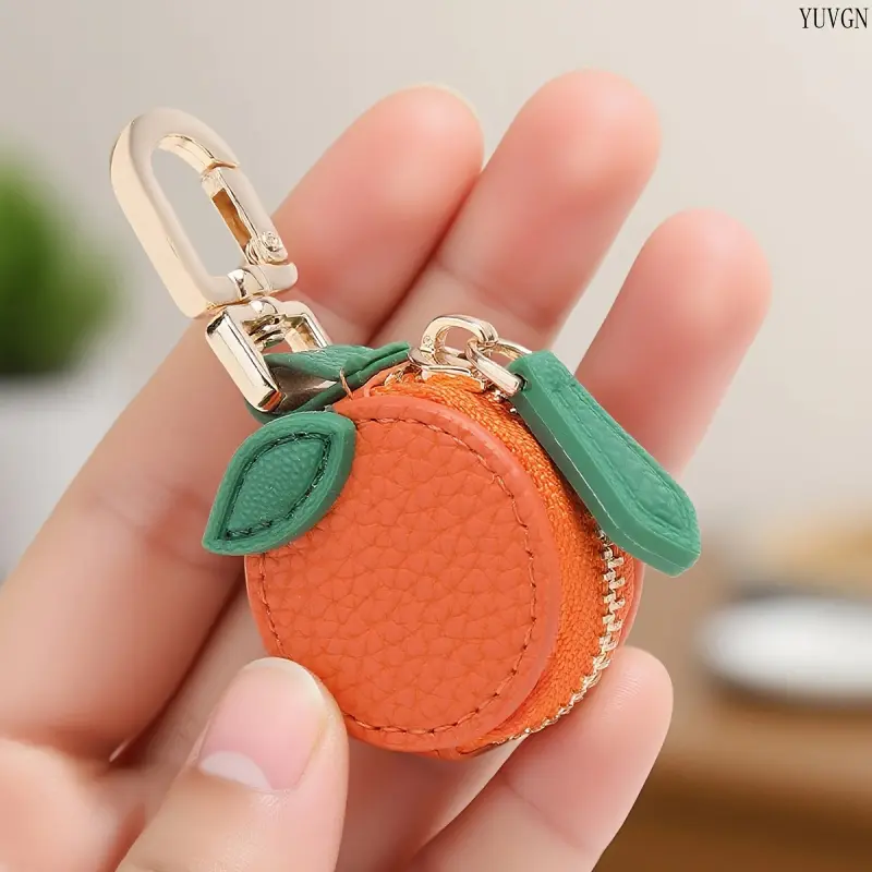 Women's Cute Cherry/Blueberry Fruit-Shaped AirTag Holder Keychain - Portable Zipper Card Coin Purse with Golden Clasp, Gym Bag Tracker Case, Daily Accessory Holiday Gift
