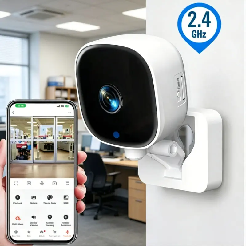 2K Stick-On Window Indoor Camera, 2.4G WiFi Plug-in Cam, Smart WiFi Security Camera, AI Human Detection & Color Night Vision, Two-Way Audio, 24/7 Recording, Easy Adhesive Install, Perfect for Bedroom, Home Office, Commercial Office, Baby & Pet Monitoring