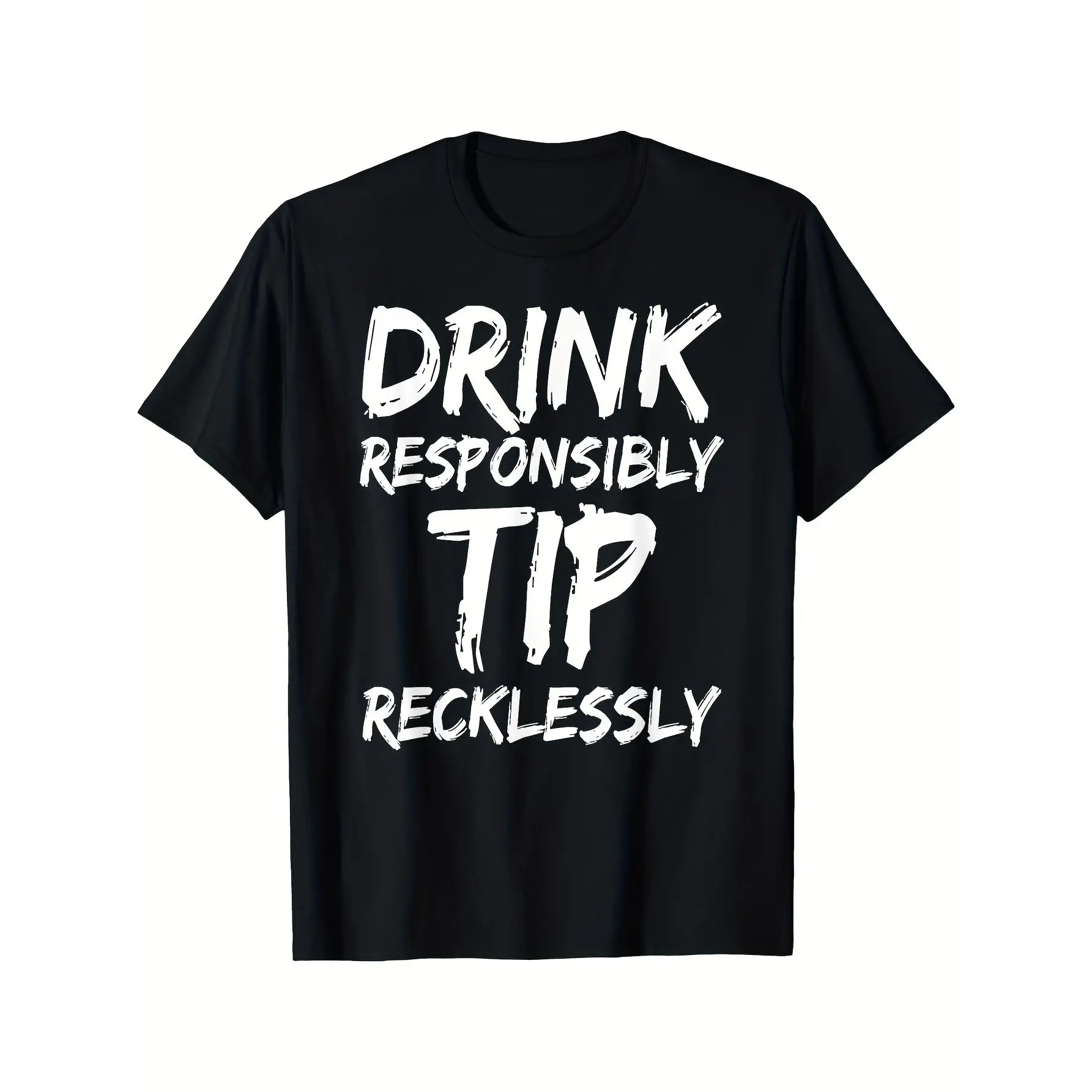 Funny Bartender Drink Tip Joke T-Shirt for Bartenders & Waitresses - Bartender Server Apparel with Drink Tip Graphic, Breathable Round Neck Tee, Machine Washable Casual Wear for Men & Women, Bartender Gifts