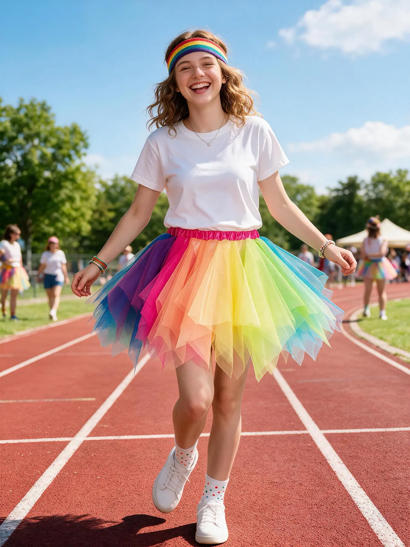 Rainbow Color Adult Tutu Skirt, Fashion Polyester Half-Length Netting Dress, Stylish and Trendy Design, Perfect for Parties and Events