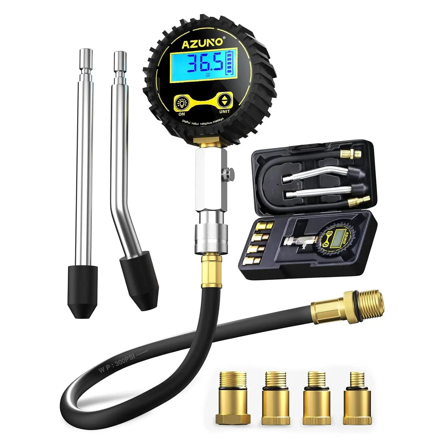 Compression Tester Automotive, Digital Compression Gauge 200 PSI for Petrol Engine Cylinder Compression Tester Kit with Adapter & Hose