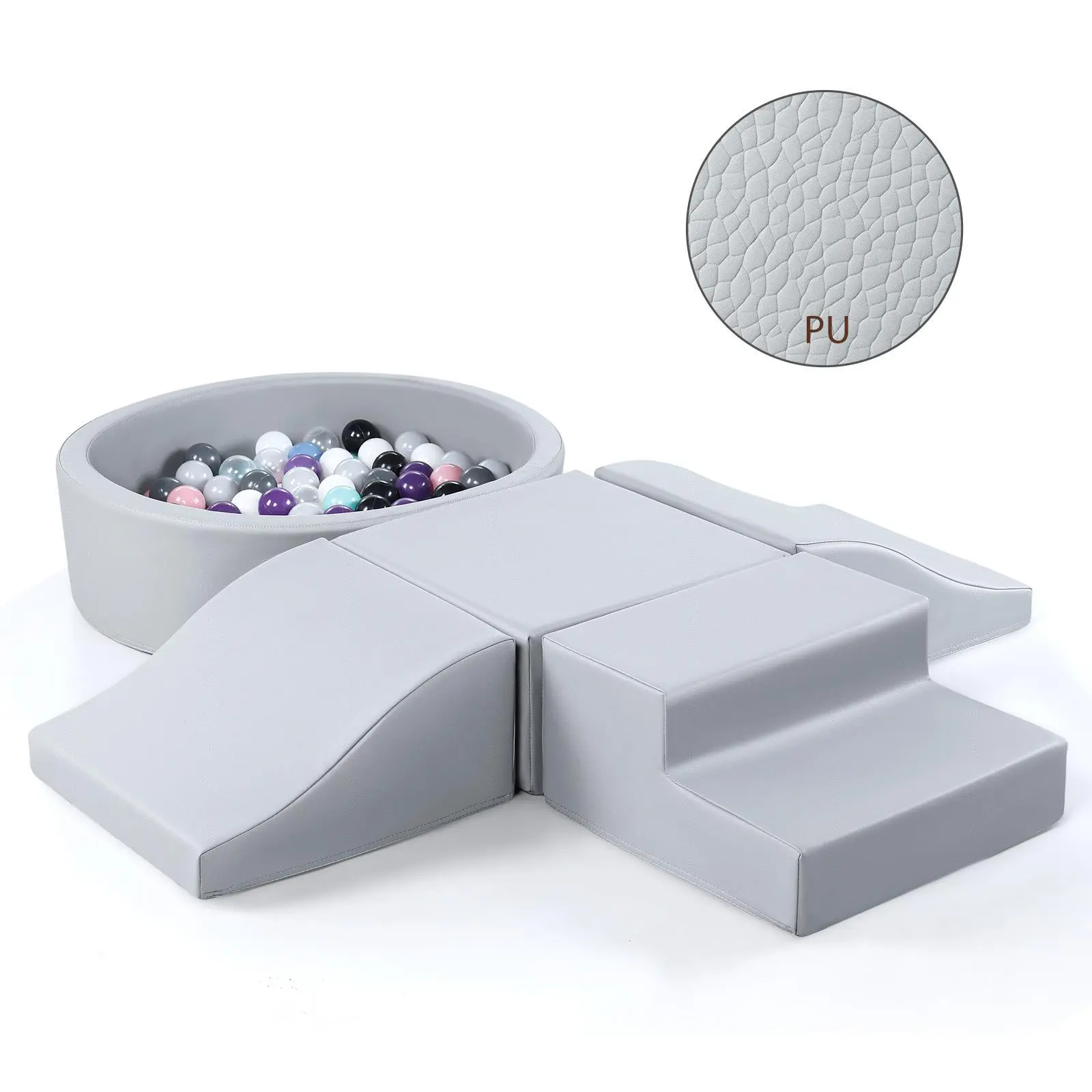 JungleDove Climbing Toys for Toddlers:Soft Play Set with Ball Pit & Crawling Blocks, Indoor Activity Gym for Boys & Girls, Baby Climb and Crawl Playset, Birthday Gift (Gray)