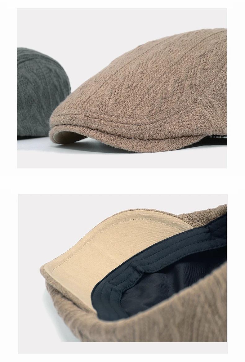 Beret Caps Fashion Knit Newsboy Cap Winter Warm Flat Hats Women Men Ivy Cap Solid Color Duckbill Hats Vintage Gatsby Beret Hat