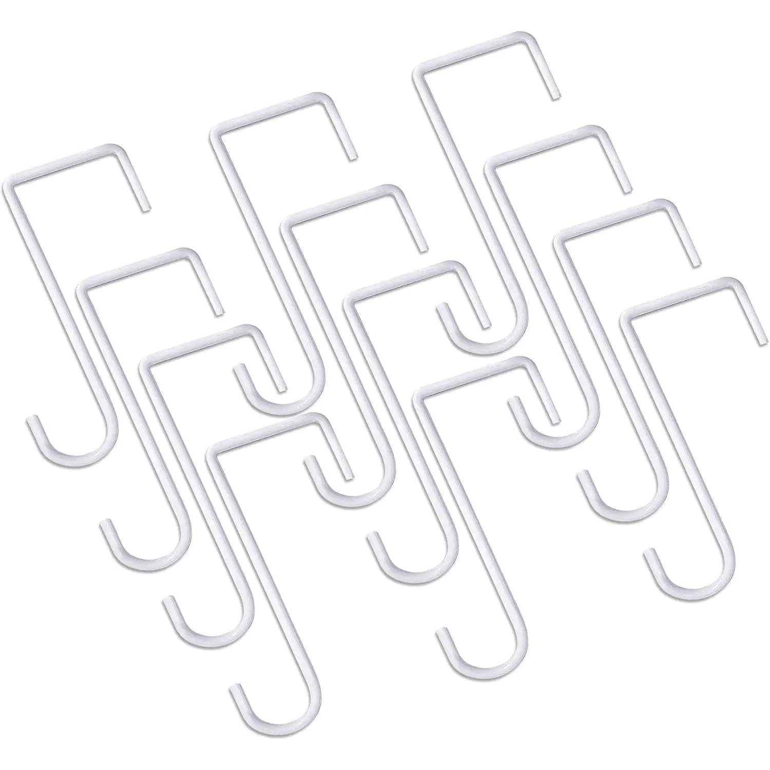 12pcs Vinyl Fence Hooks - 2x6 Inches Patio Hooks, White Powder Coated Steel Fence Hangers for Hanging Plants, Lights, Pool Equipment & More