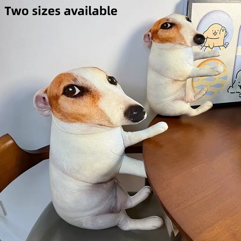 Funny Awkward Dog Plush Pillow, Realistic Jack Russell Terrier Stuffed Doll, Novelty Meme Dog Cushion, Prank Gift for Friends, Home Sofa Decor,Christmas Gift
