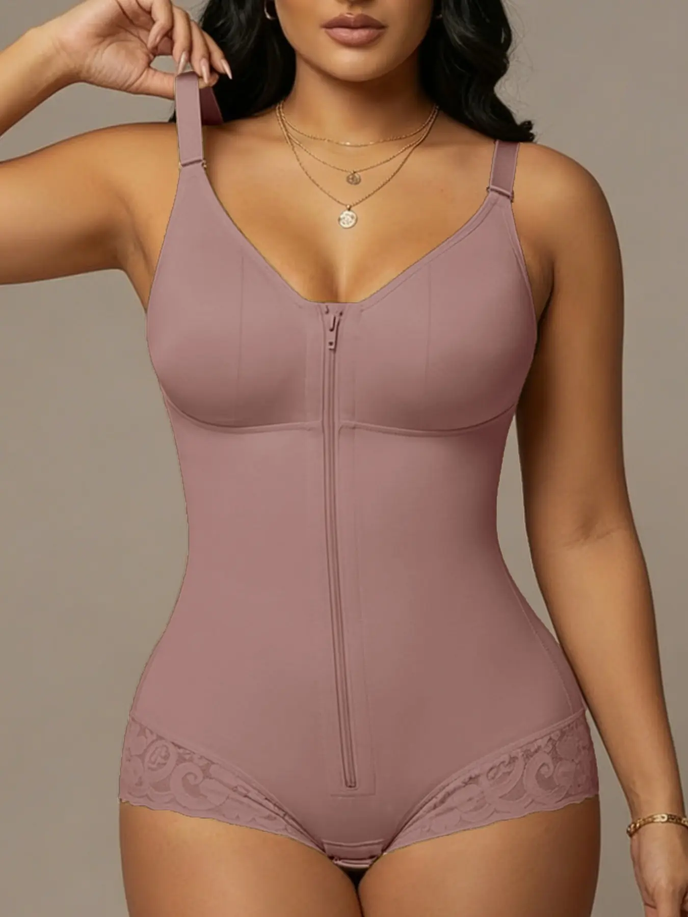 1-Pack Women's Colombian Shapewear Fajas, Underwear Butt Lifting and Tummy Control Bodysuit, High Compression Body Shaper, Basic Solid Color Elegant Chic Shapewear with Shoulder Straps and Adjustable Hook-and-Eye Closure, Suitable for Training or Sports