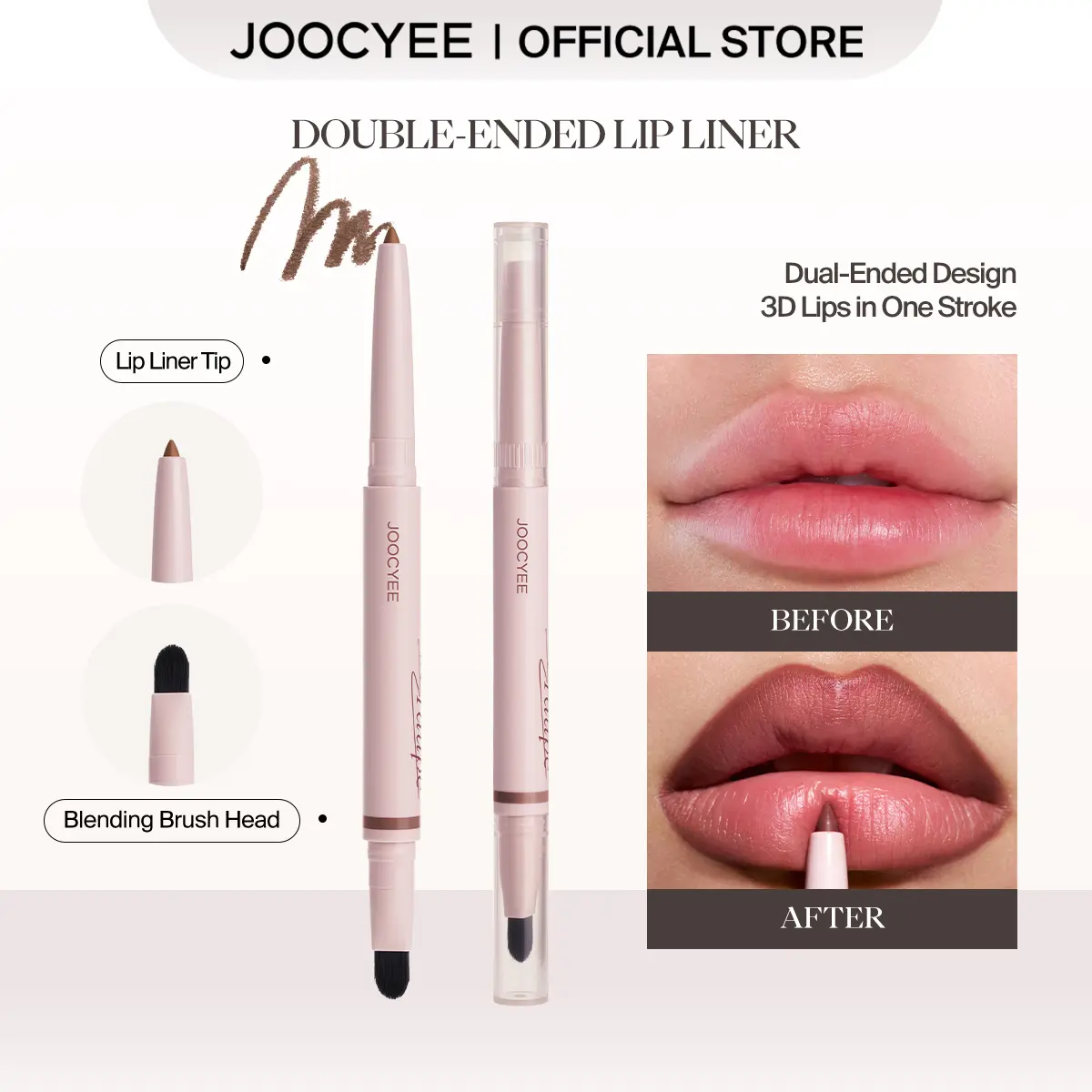 JOOCYEE Double-Ended Lip Liner, Matte Lip Liner Pencil, Long Lasting & Smudge Proof, Smooth Application, Lip Contour Pencil, Nude Lip Liner, Beginner Friendly, Party Makeup, Travel Friendly, Summerwins campingessentials