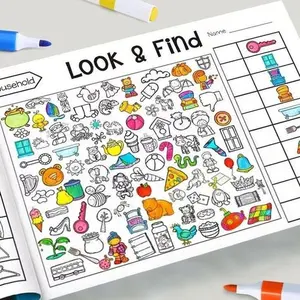 1-2 sets of children's fun hidden object books, discovery activity books, featuring visual search challenges - interactive concentration games, educational activities, learning supplies, Easter and Christmas gifts
