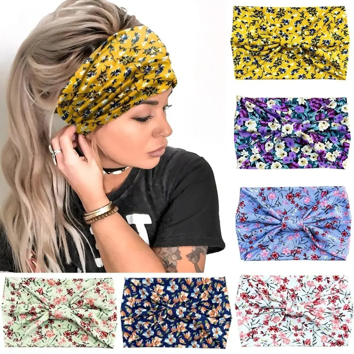 6-Pack Vintage Western Pattern Headbands for Women, Soft Elastic Fabric, Breathable Lightweight Hair Accessories for Daily Wear, Cowgirl Print, Round Band tiktokshopbacktoschool, Women & Girls
