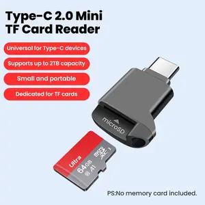 Type-C 2.0 Mini TF Card Reader External Storage Black Stretch for Memory Stick USB C 2.0 For Iphone 17 16  Mini TF Card Reader