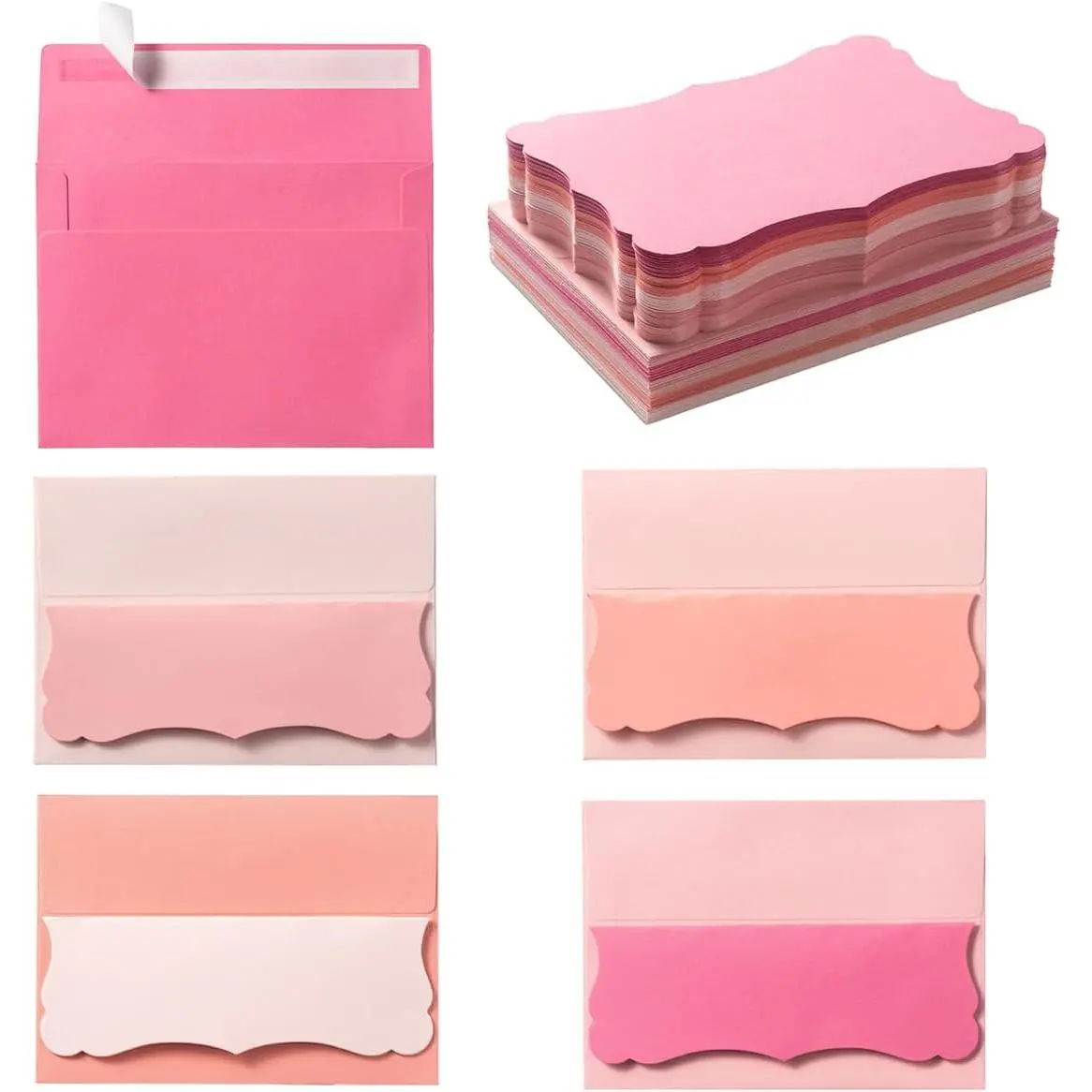 100 Pack A4 Envelopes with 4 x 6 Cards Blank, 5 Colors  | Self-Adhesive, Colorful Business Envelopes, Invitations Cards Envelopes