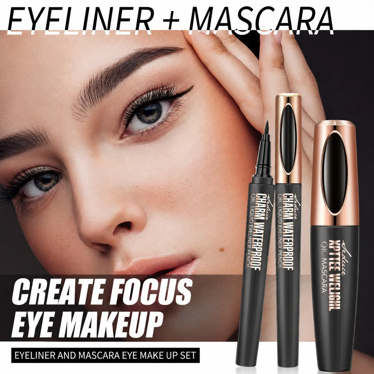 Eyeliner Pencil + Mascara Set, Waterproof Quick-Dry Eyeliner, Natural Volume Effect, Perfect for Daily Makeup, Gift Idea