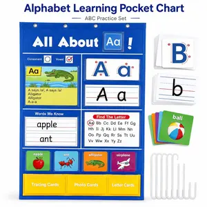 Alphabet Learning Pocket Chart, Alphabet Wall Chart ABC Flash Cards Learning Material, Handwriting Practice Letter Tracing Learning Activities, for Toddlers, Preschool & Homeschool Classroom Must Haves