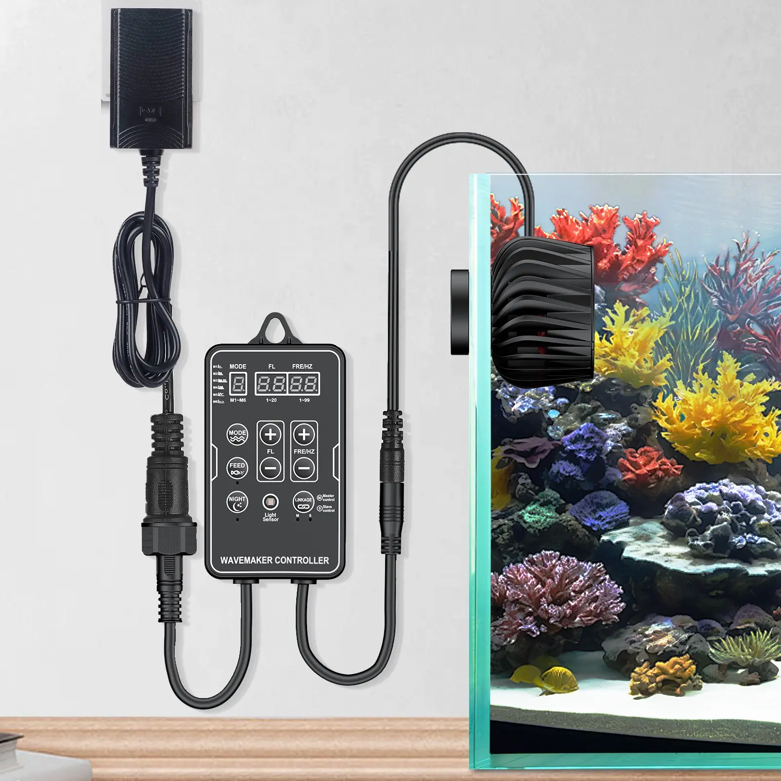 Aquarium Wave Maker 2100 Gallons/hour, Dc 24v 10w Power Pump, Magnetic Base Circulation Pump, Suitable for 30-300 Gallons Freshwater or Saltwater Tanks