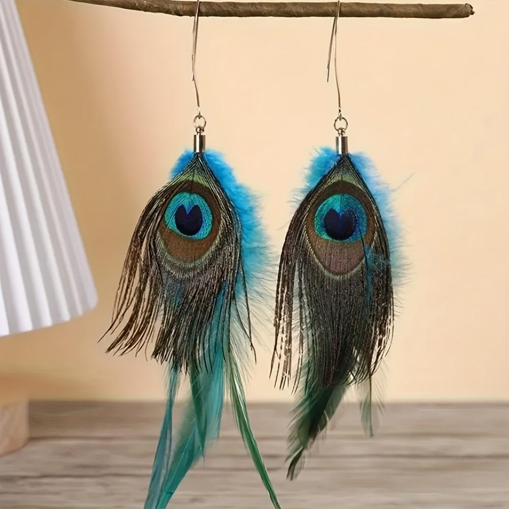 Bohemian Style: Multicolored Dyed Feather Earrings for Women and Girls