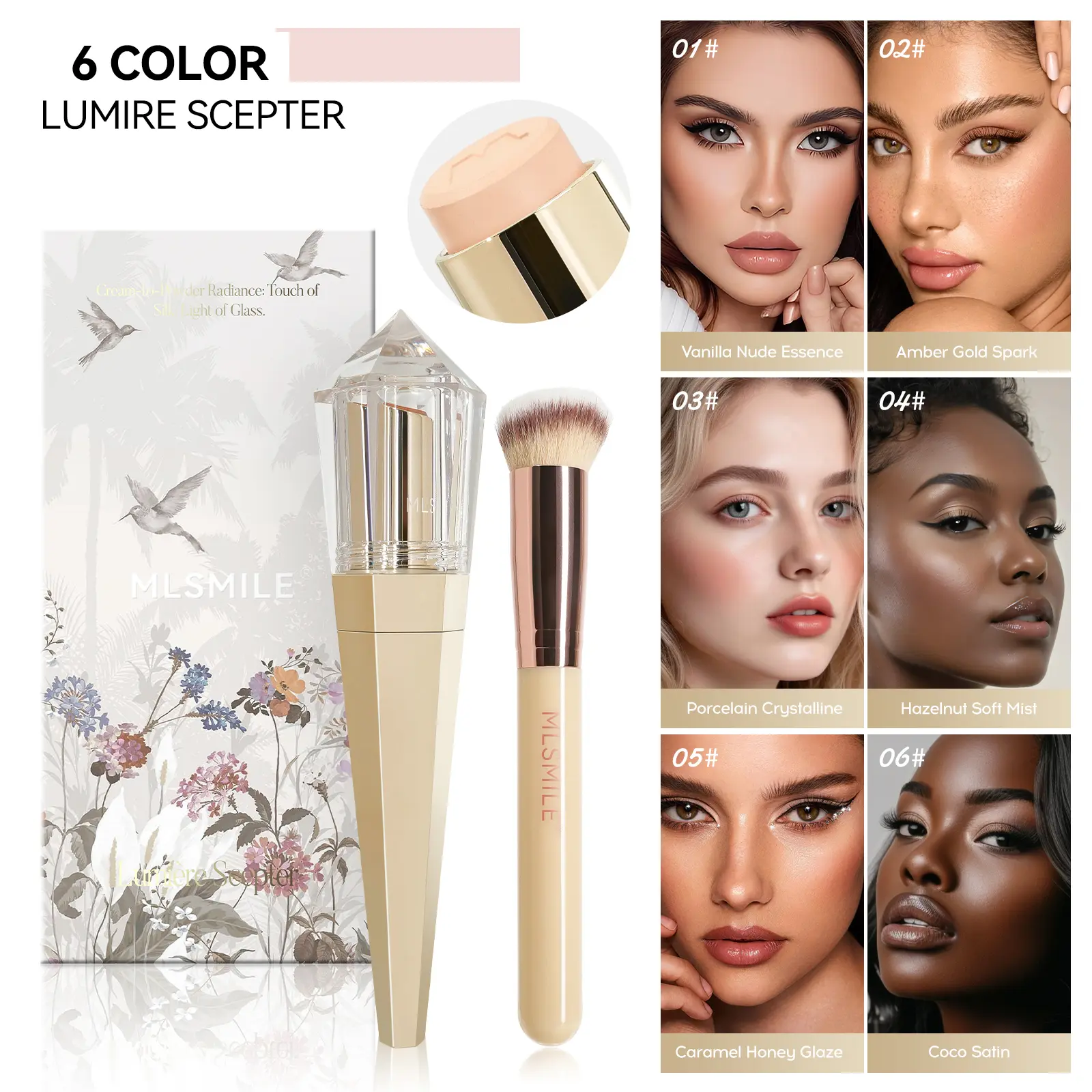Multi Function Cream Foundation Stick, lightweight non-greasy, anti-oxidation anti-fade, natural translucent luminous glow, cover blemishes while shaping facial three-dimensional contours, Concealer