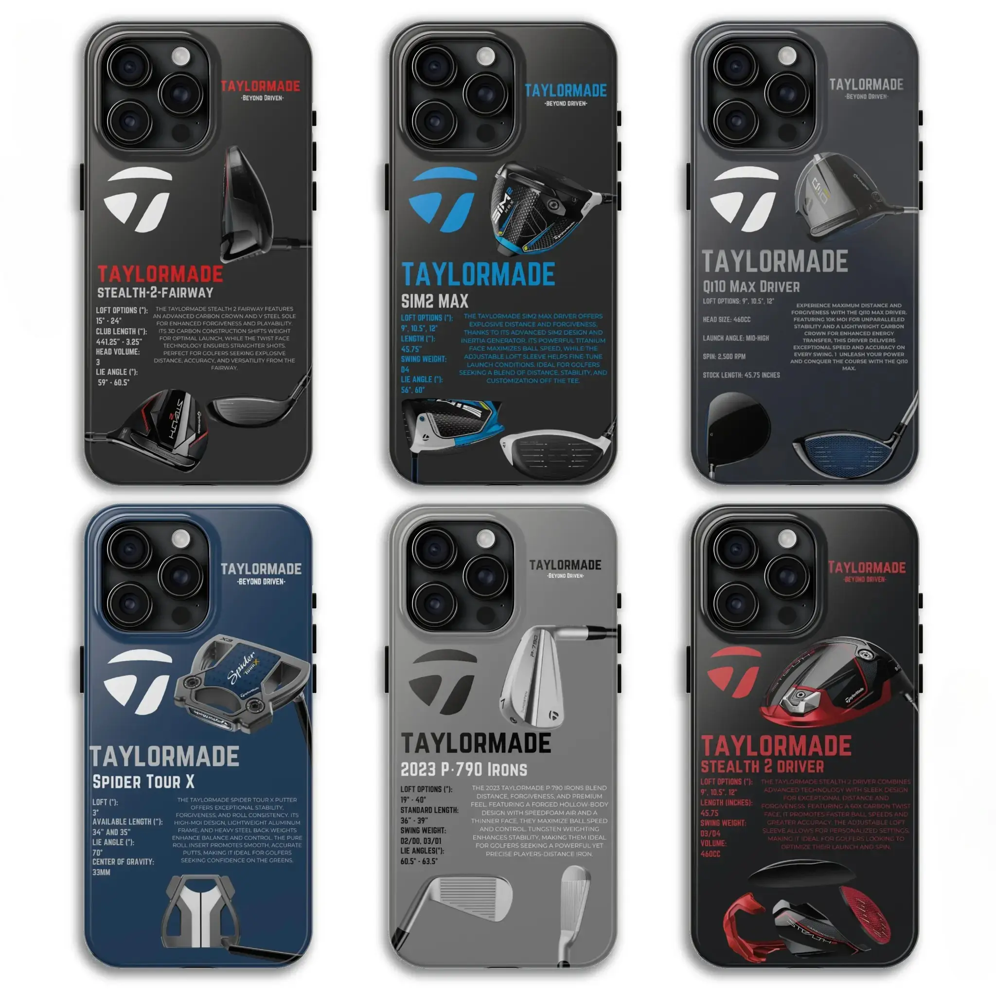 TaylorMade Golf Club-Style Smartphone Protector Case, Golf-Themed Gift, Handheld Electronics Accessories for iPhone 11-17 Pro Max/Plus & Samsung Galaxy S23-Series Devices