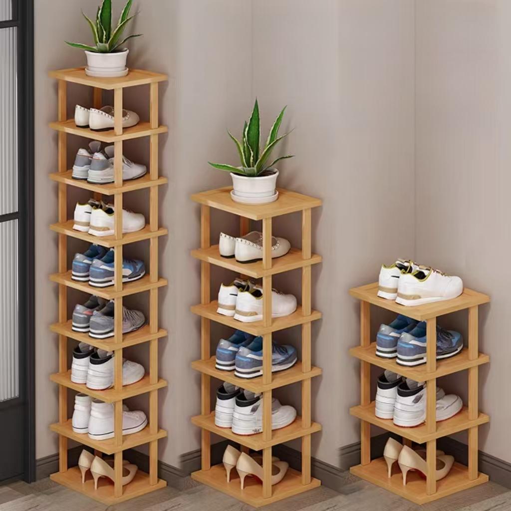 Bamboo Shoe Rack, Vertical Shoe Racks, 1 Count Multi-layer Vertical Narrow Stackable Shoe Storage Rack, Space Saving Shoe Organizer for Hallway, Entrance & Dormitory
