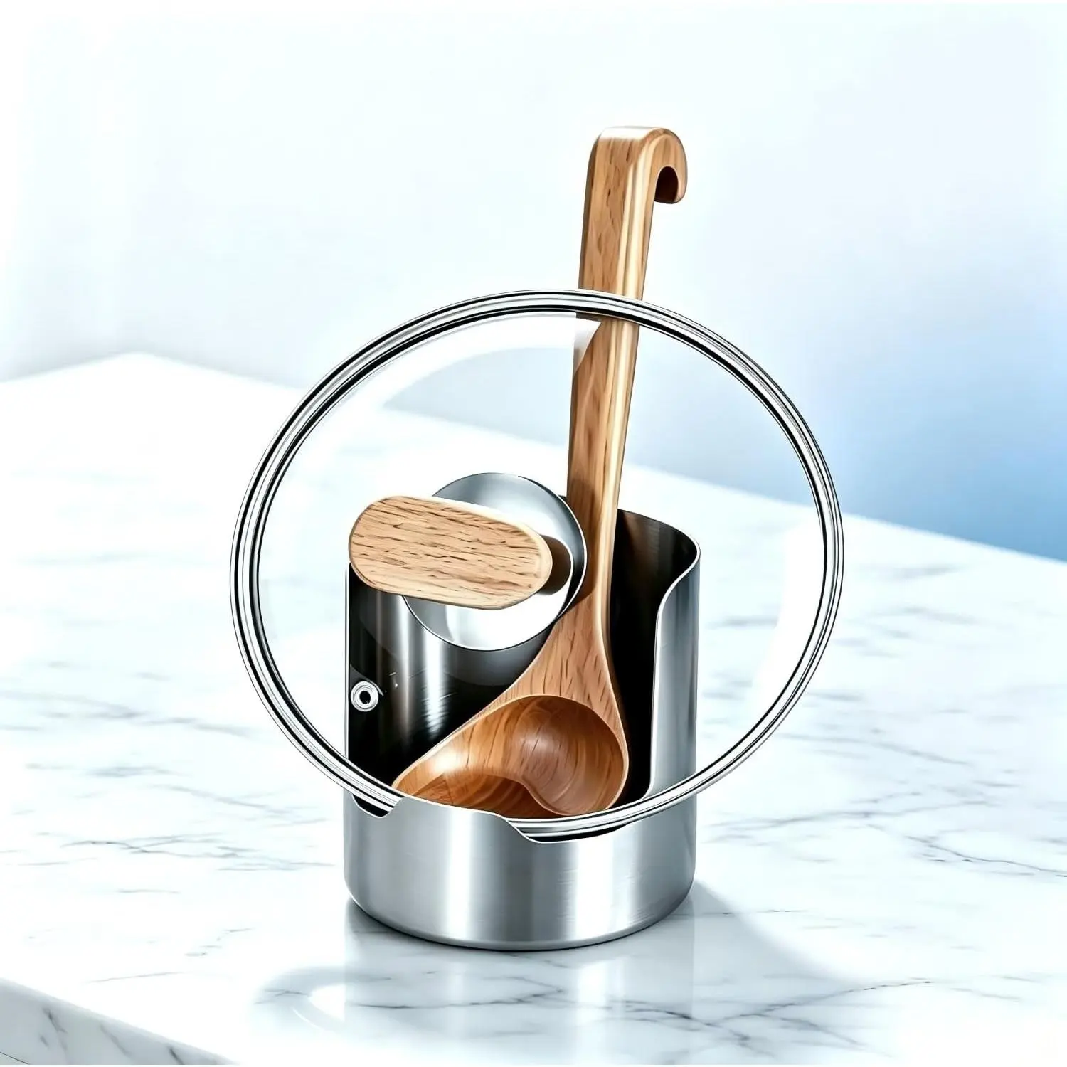 Multi-functional Kitchen Utensil Holder, Thickened Stainless Steel Countertop Organizer, Vertical Storage Rack for Pot Lids, Spatulas, Cutlery & Cutting Boards, Wide Base Cooking Tool Caddy
