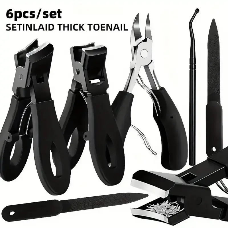 6pcs Toe Clamps Set, Large Handle Non-Slip Grip, Splash Proof Design, Ideal for Ingrown Nails, Classic Pedicure Tools, Essential for Home Use