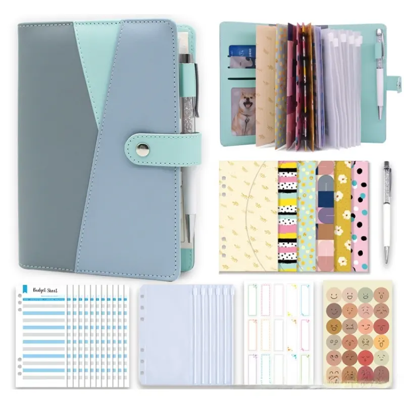 Budget Binder Set with Zipper Envelopes, Savings Binder, Cash Stuffing Binder | Includes PVC Cash Pockets, Budget Sheets, Stickers & Pen, Ideal for Home or Office Use