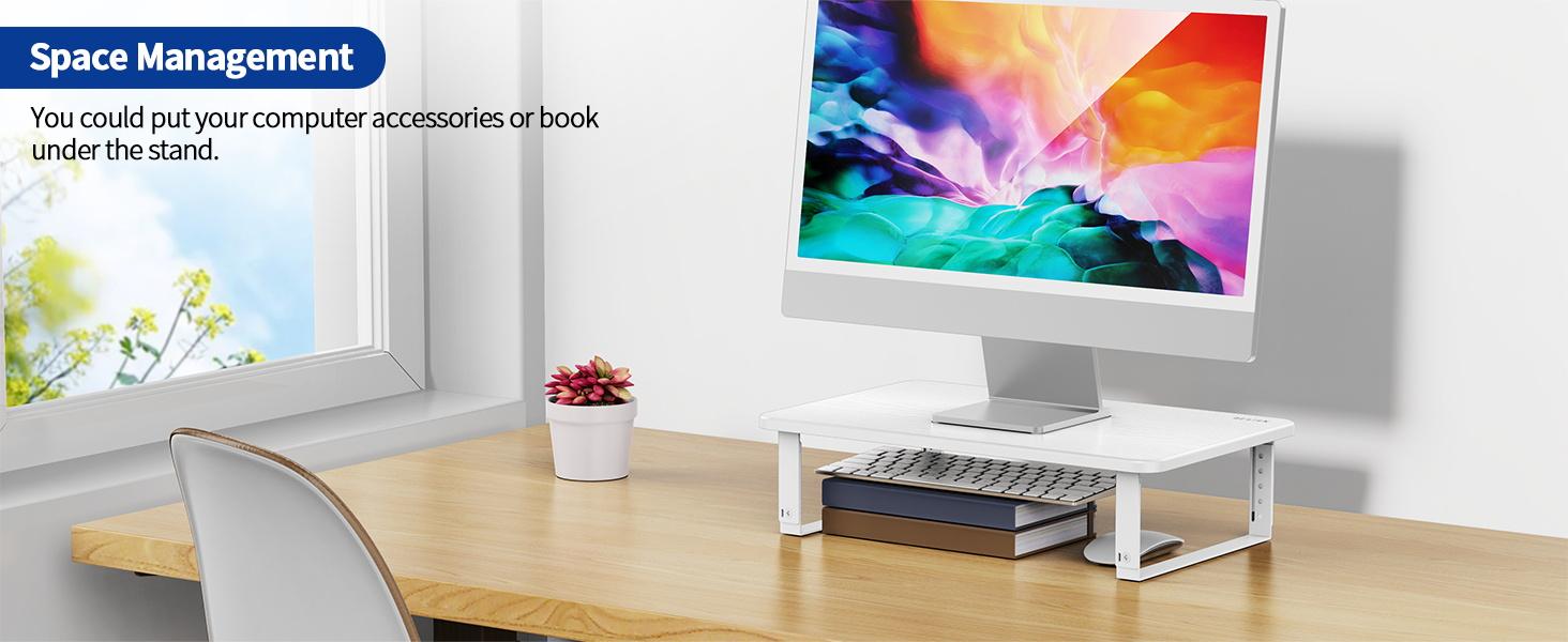 Monitor Stand Riser, Height Adjustable Laptop Stand, Computer Monitor Stand for Monitor, Computer,Laptop,Printer (White)