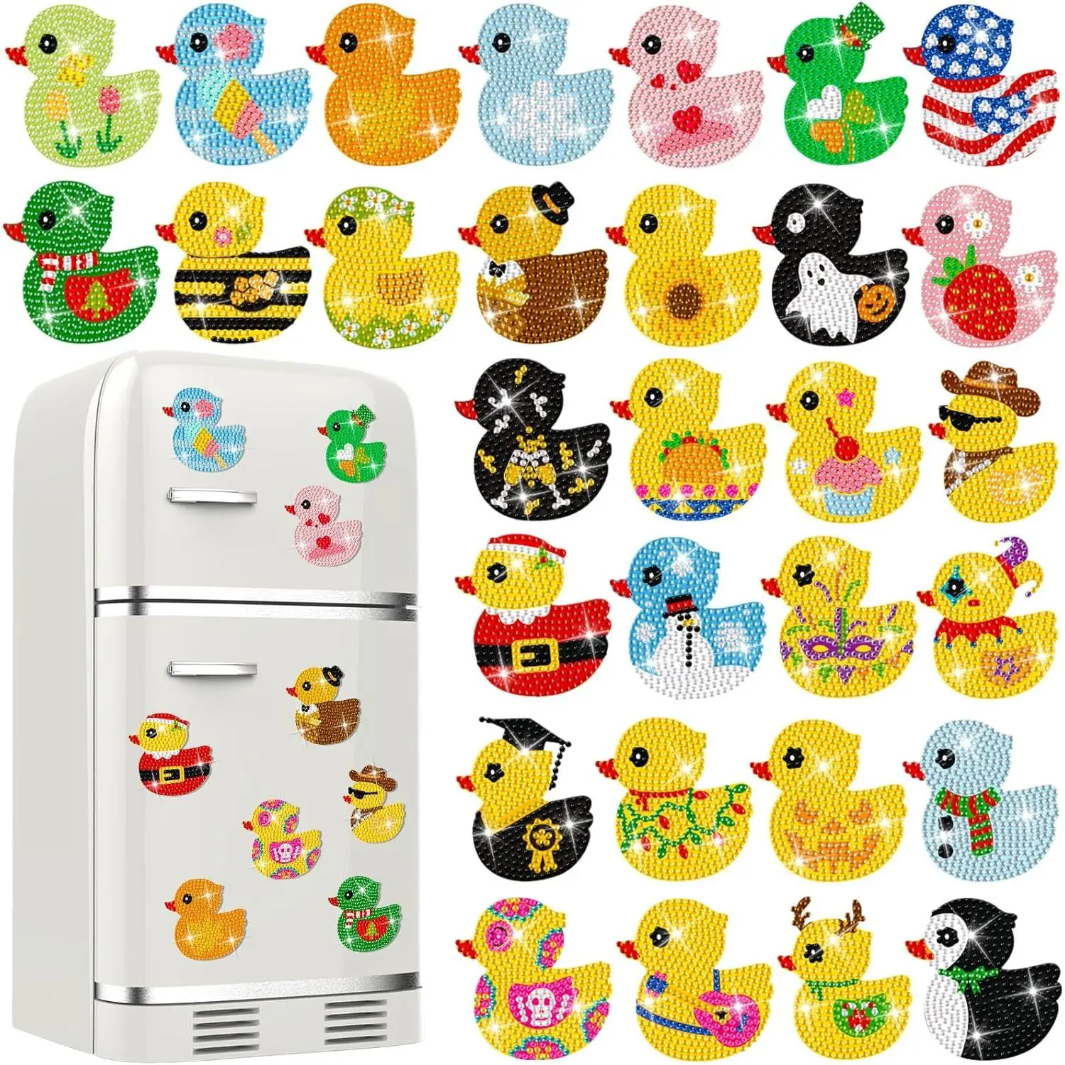 30 Pcs Diamond Painting Magnets Set Diamond Art Magnets for Fridge Refrigerator Magnetic Stickers for DIY Crafts 5D Gem Rhinestones Art Painting Kits for Adults Beginners (Cute Duck)fidget toys
