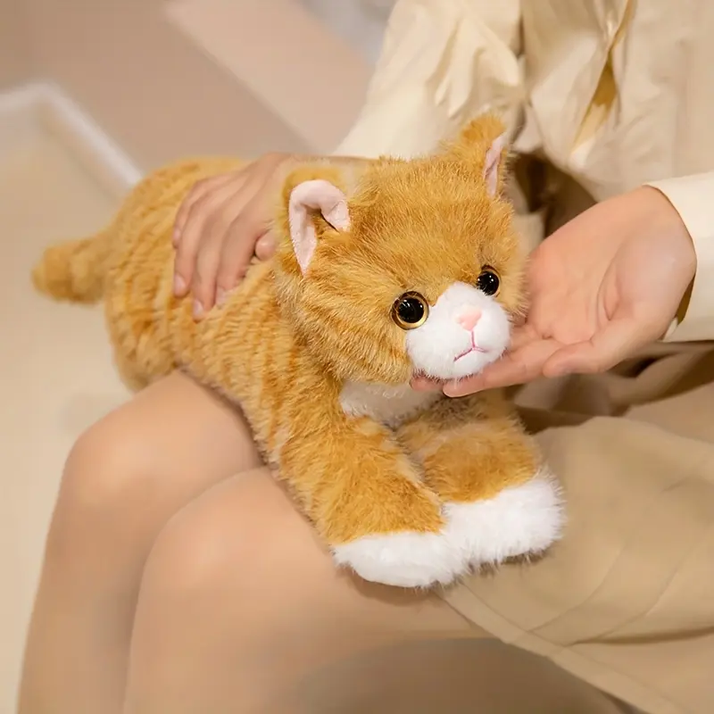 High-quality realistic cat plush toy, cute kitten pillow, gift for boys and girls