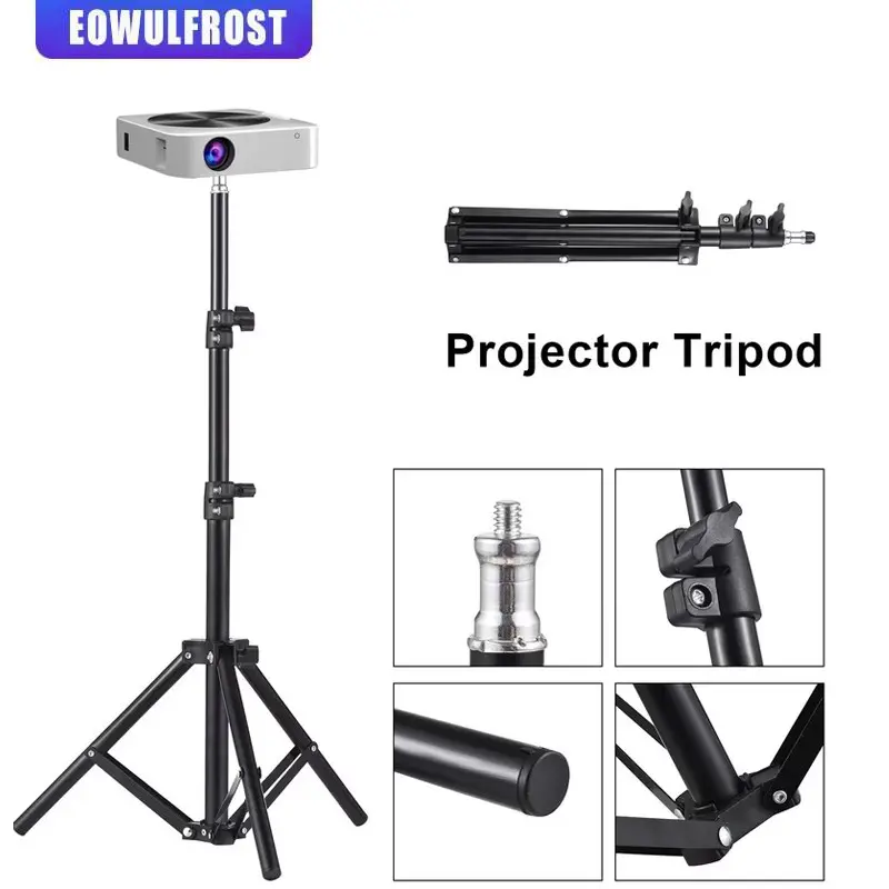Portable Projector Stand, 120cm Retractable Universal Floor Tripod, Adjustable 1/4 Screw Mount for Cameras & Traveling Devices