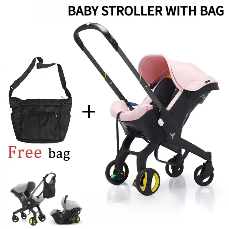 Baby Stroller with Free Bag ,Foldable Stroller Legs,Equipped with Chest Clip,One-Click Contraction Function,Alloy Metal Material,4-wheel Travel Toddler Stroller,,Newborn Stroller