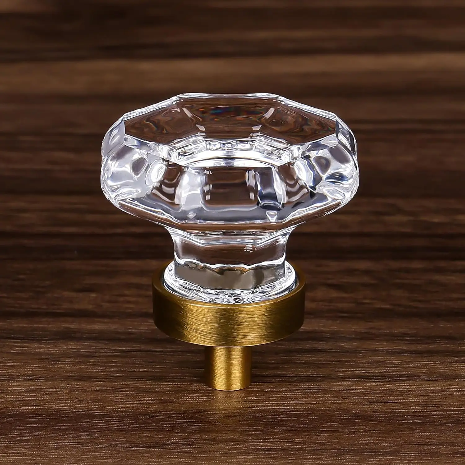 Glass Cabinets Drawer Pulls Knobs Antique  Brass | 4 count Glass Knobs for Cabinets and Dresser,Bathroom Kitchen Cabinet knobs,Octagon