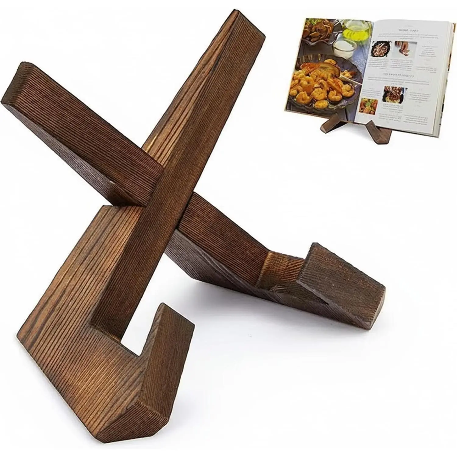 X-Shape Wooden Plate Stand for Display Rtic Tabletop Easel | Plate Holder for Home Decor/Mantel/Entryway Decorative Plates/Picture Frames/Cookbooks, Collector & Hoewarming Gift