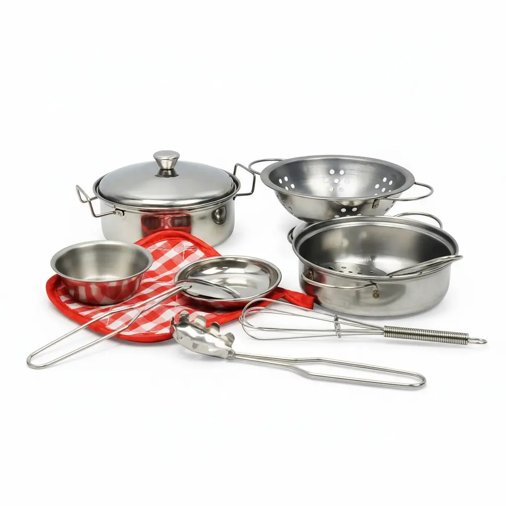 10pcs/set Simulated Cooking Utensils Toy For Kids, Cooking Utensils Pretend Play Kitchen Set Stove Pot Furniture Play Set, Play Kitchen Set, Play Kitchen Accessories, Simulation Utensils