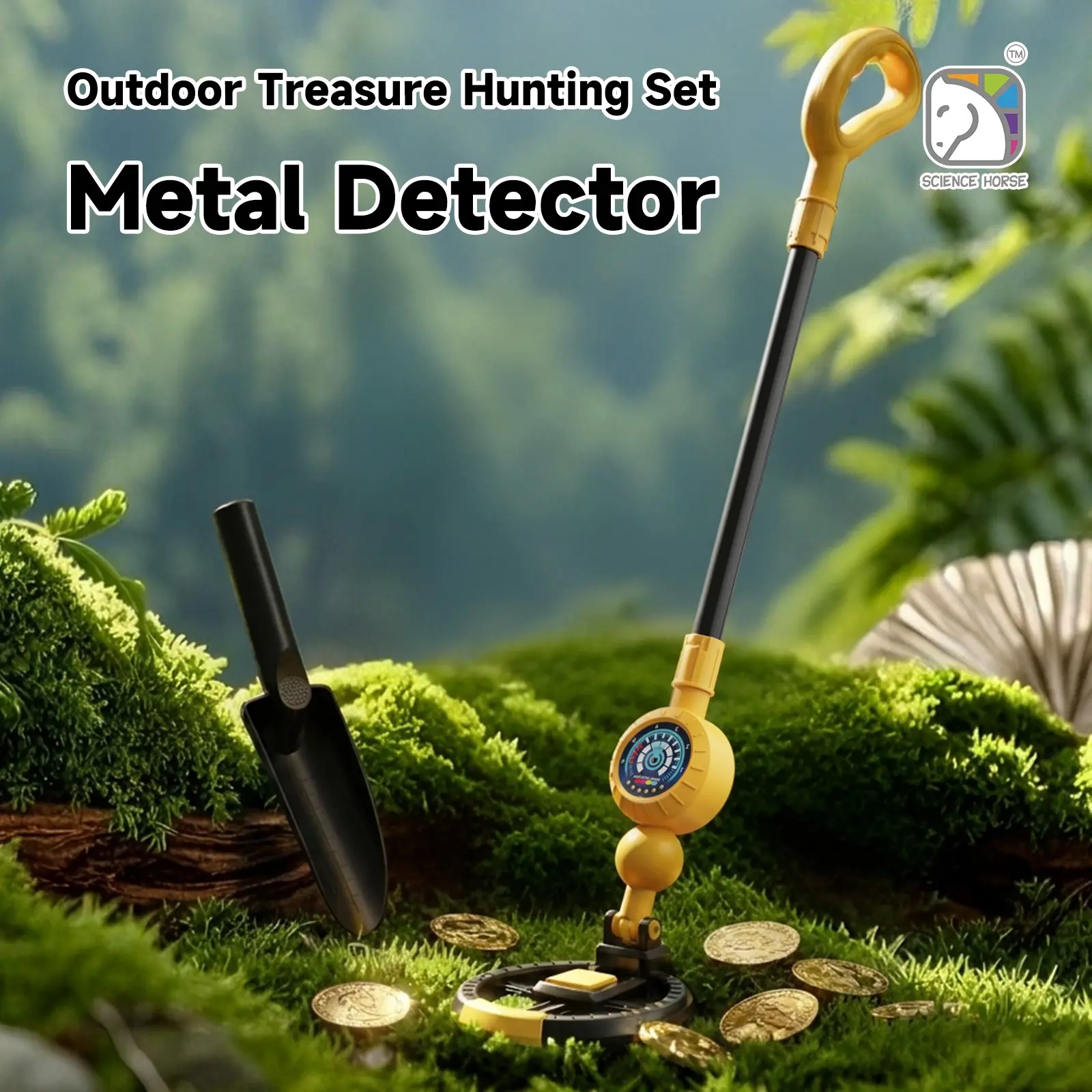 Metal Detector, Portable Foldable Treasure Hunting Tool, Depth Detection Sound Light Alerts, Outdoor Toy, Outdoor Fun, Stem Educational Gift
