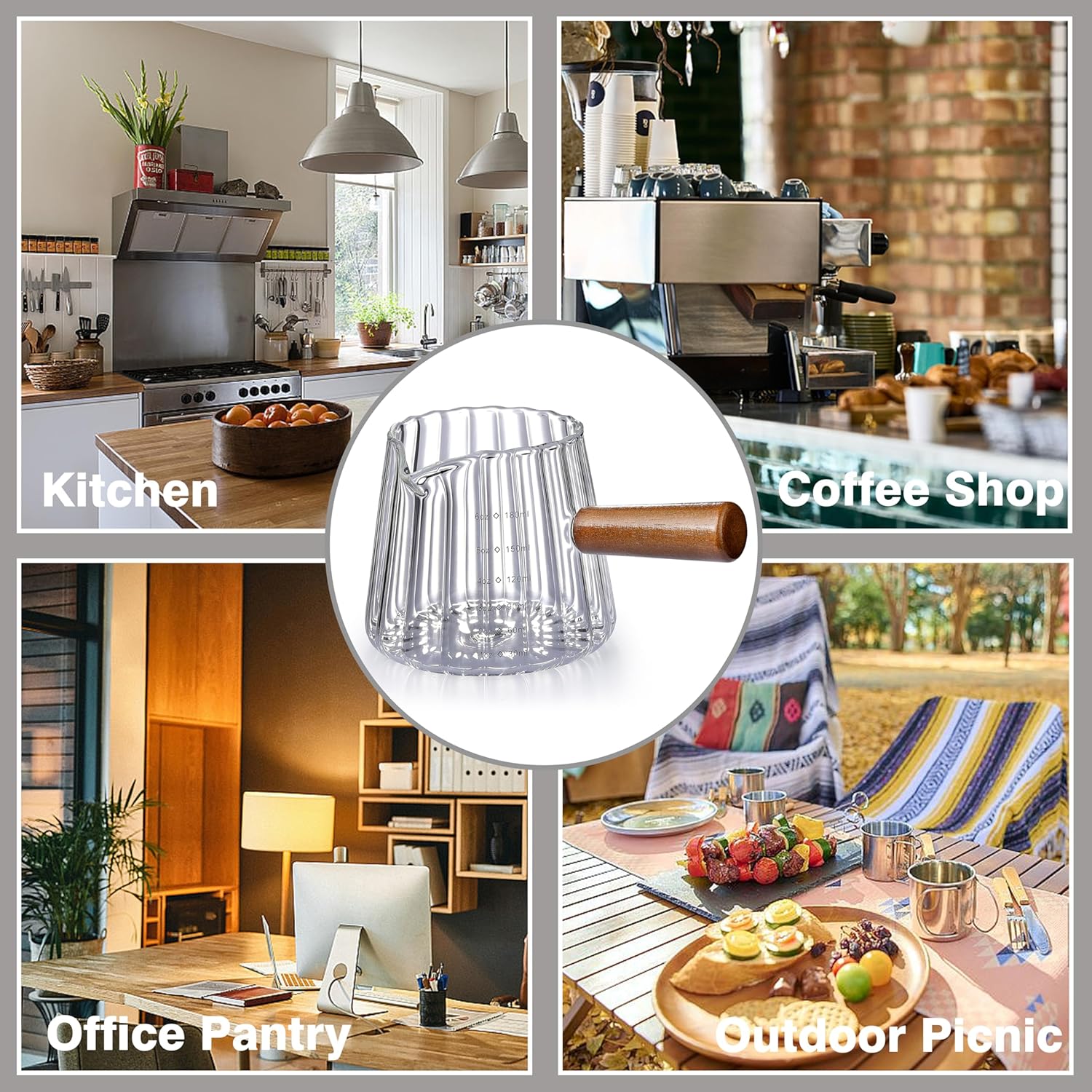 6OZ Espresso Cups Glass,  Espresso Shot Cup With V-Shaped Mouth, Glass Measuring Cup, Markings in both oz & ml