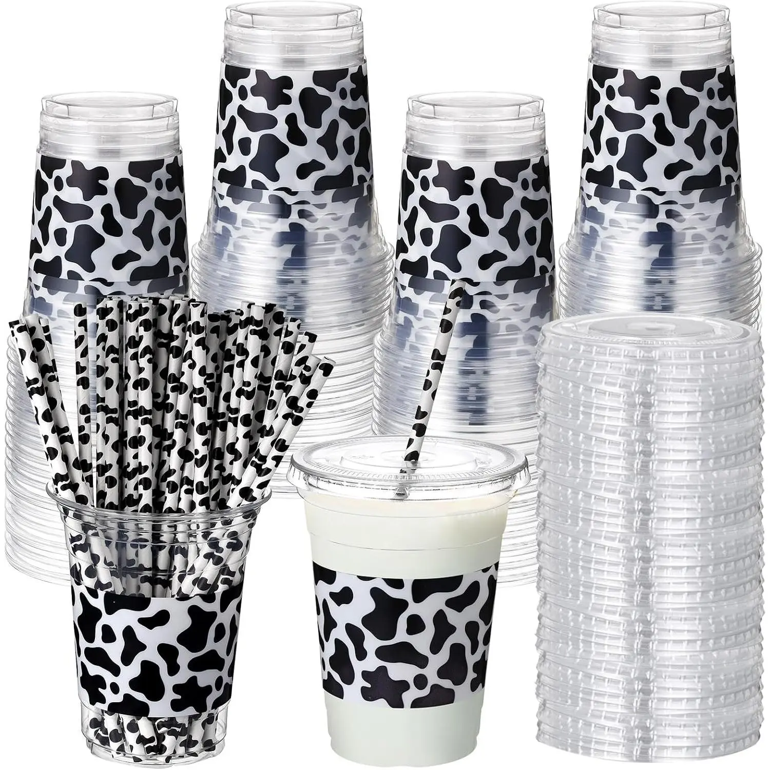 50 Sets Cow Party Plastic Cups 16 oz with  and Paper Straws Disposable  Clear Cups for Cows Themed Party Supplies Decoration Birthday  Shower Camping Indoor Outdoor