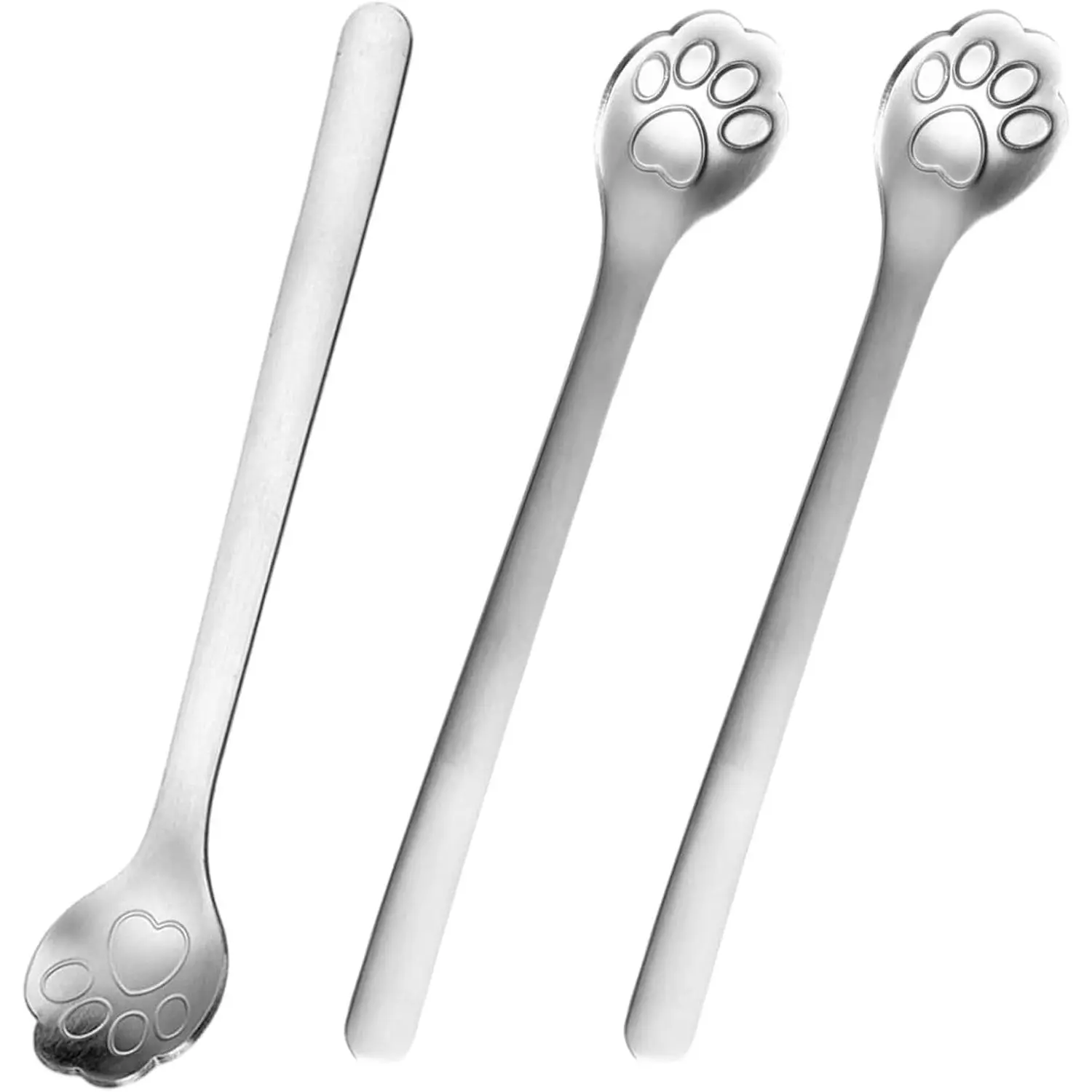 3 Pcs Cat Paw Spoon Stainless Steel Cat Paw Coffee Spoons Milk Drink Stirring Spoon Cat Cartoon Dessert Spoons Set for Ice Cream Coffee Milkshakes Juice Tea