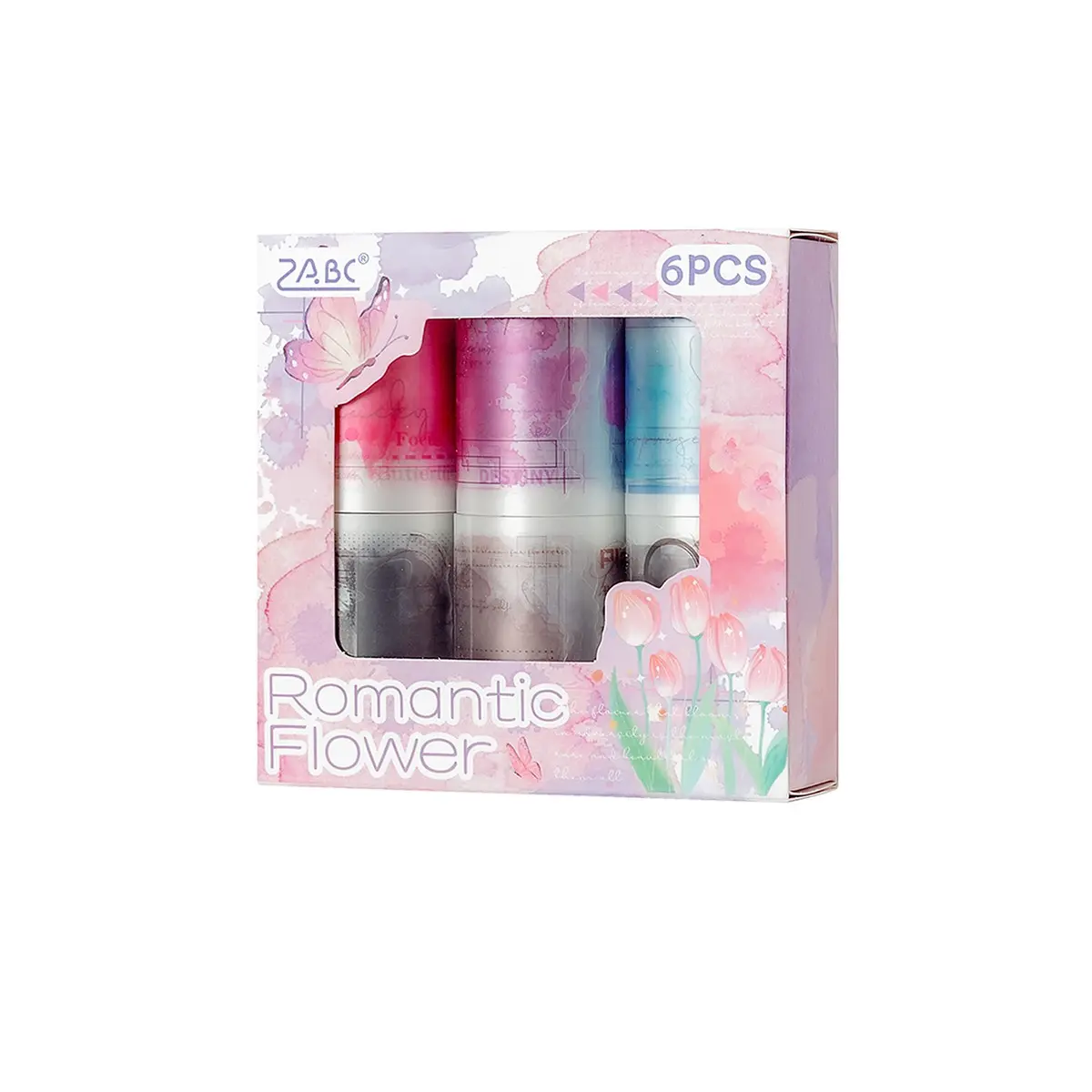 6 rolls/box Romantic Floral PET Tape Sticker Set, Colored Matte Decorative Tape, Suitable for Students and Girls, Great for DIY Crafts, Scrapbooking, Planners, and Journaling Accessories, Scrapbooking Supplies