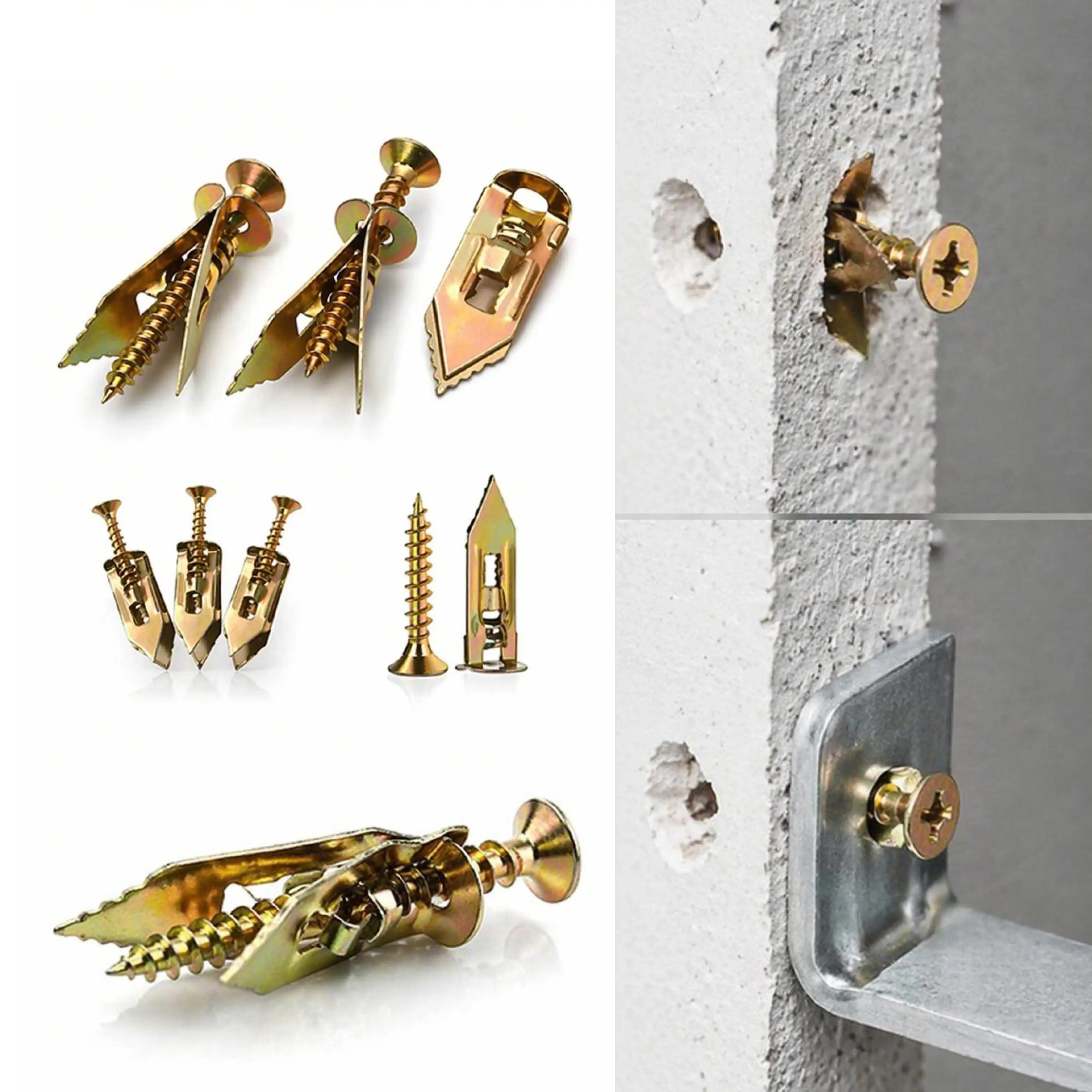Self-Drilling Plasterboard Anchor & Screw Kit, Drywall Anchors with Flat-Head Screws for Hollow Walls, TVs, Bicycles and Cabinets, Fixing Accessories #GLOBAL PICKS