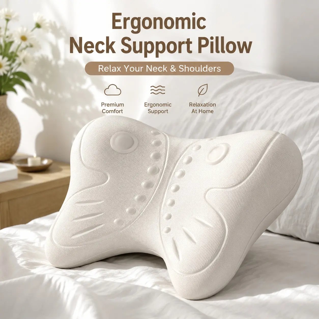 Cozyark Ergonomic Neck Massage Pillow – Cervical Support Cushion for Neck & Shoulder Relaxation, Multi-Point Acupressure Design for Home Use, Comfort Gift for Parents & Family