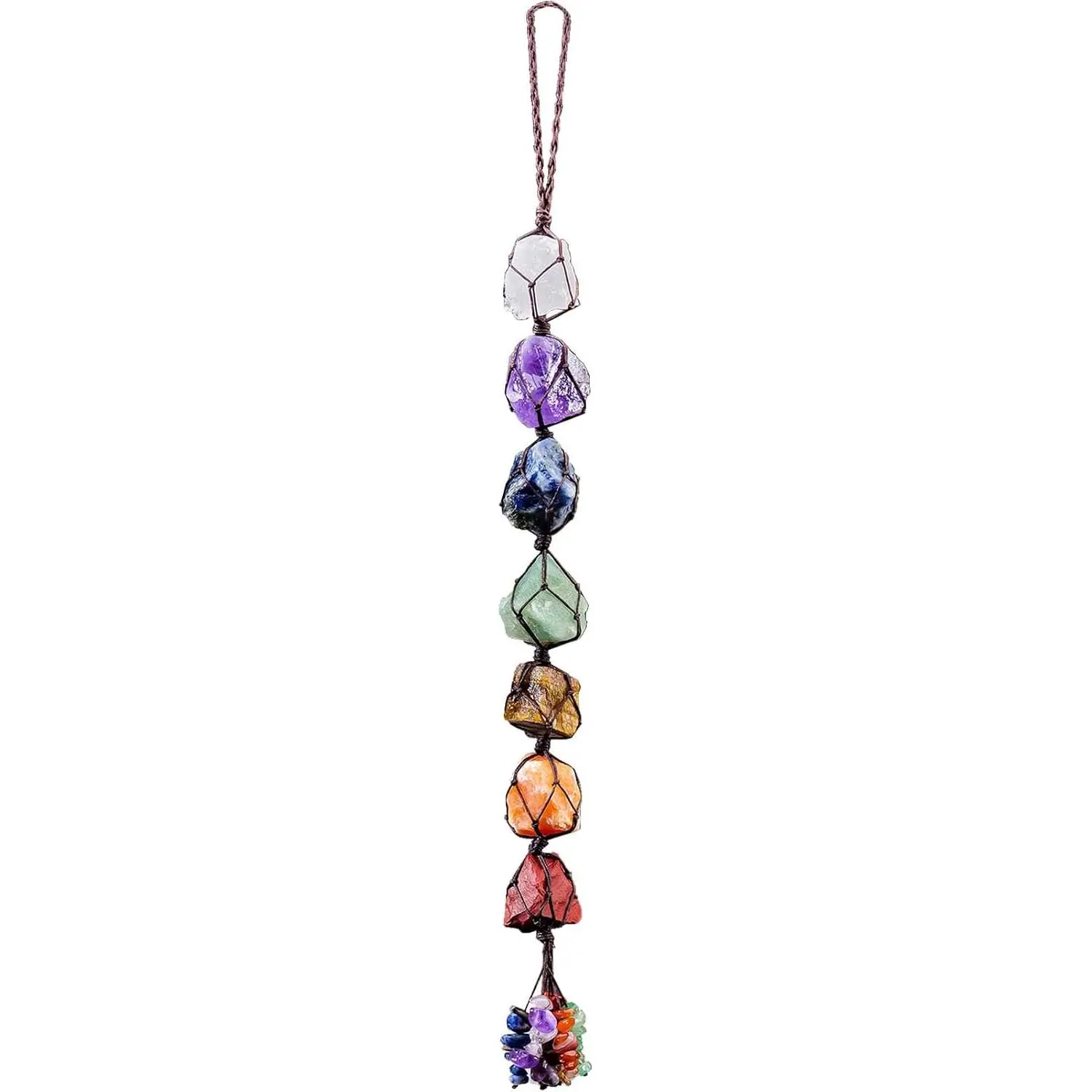 Large 7 Chakra    Ornament - 30-40cm  with  Stones for , Window, Feng Shui, Meditation, Yoga & Energy