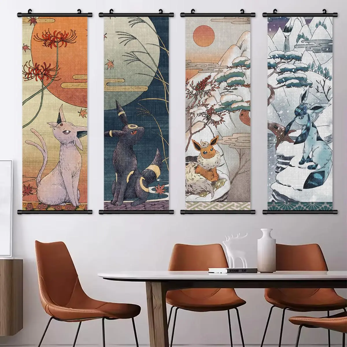 Cartoon Animal Pattern Wall Art, 4 Counts Cute Cartoon Print Elf Poster, Vintage Cartoon Canvas, Game Room Decoration, Exquisite Home Decorative Art, Decoration Items