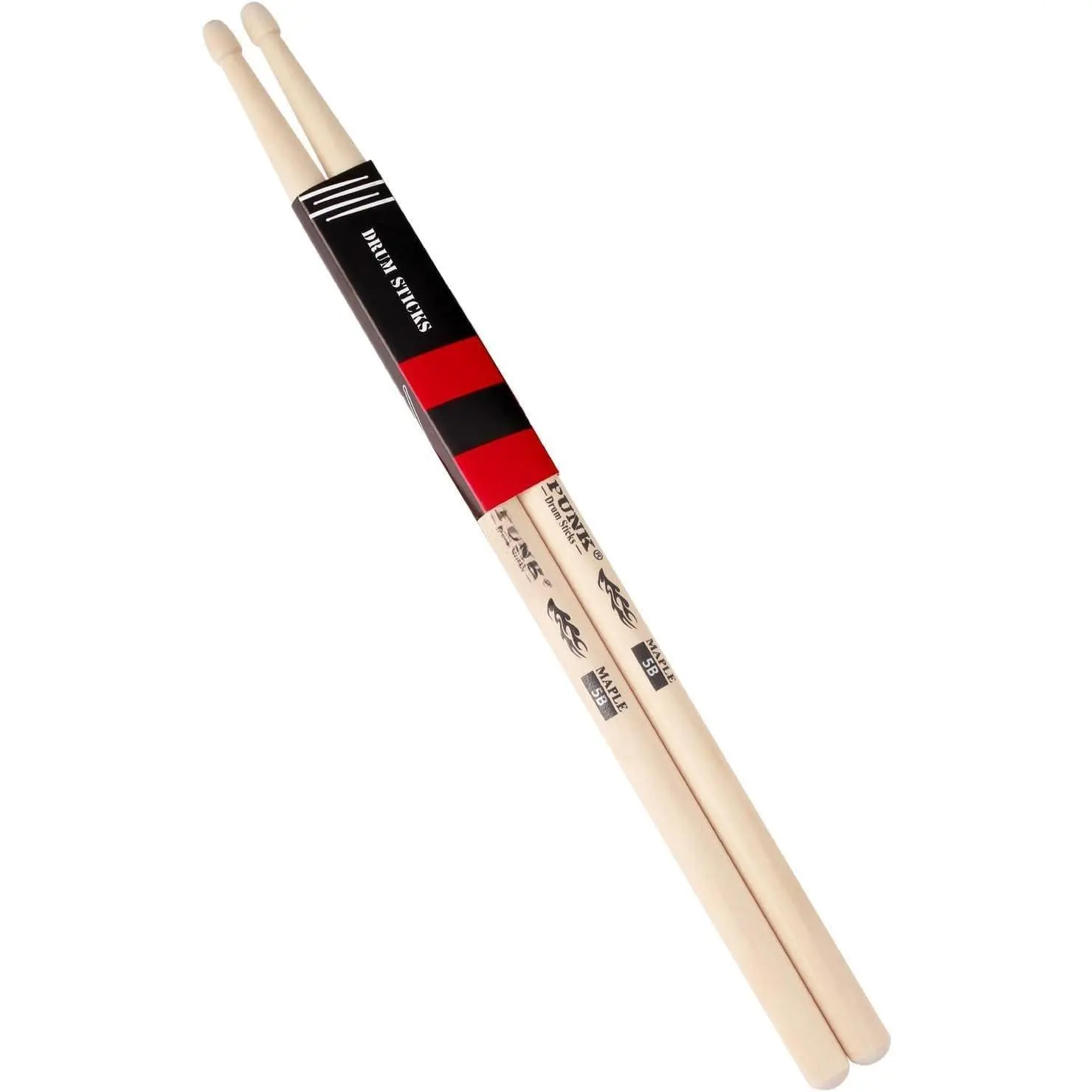 Maple Drumsticks - 2B/5A/5B Sizes, Secure Grip, Balanced, Heavy, Comfortable Feel, Ideal for Beginners, Suitable for Drums & Percussion Practice (MDS5B Pair)