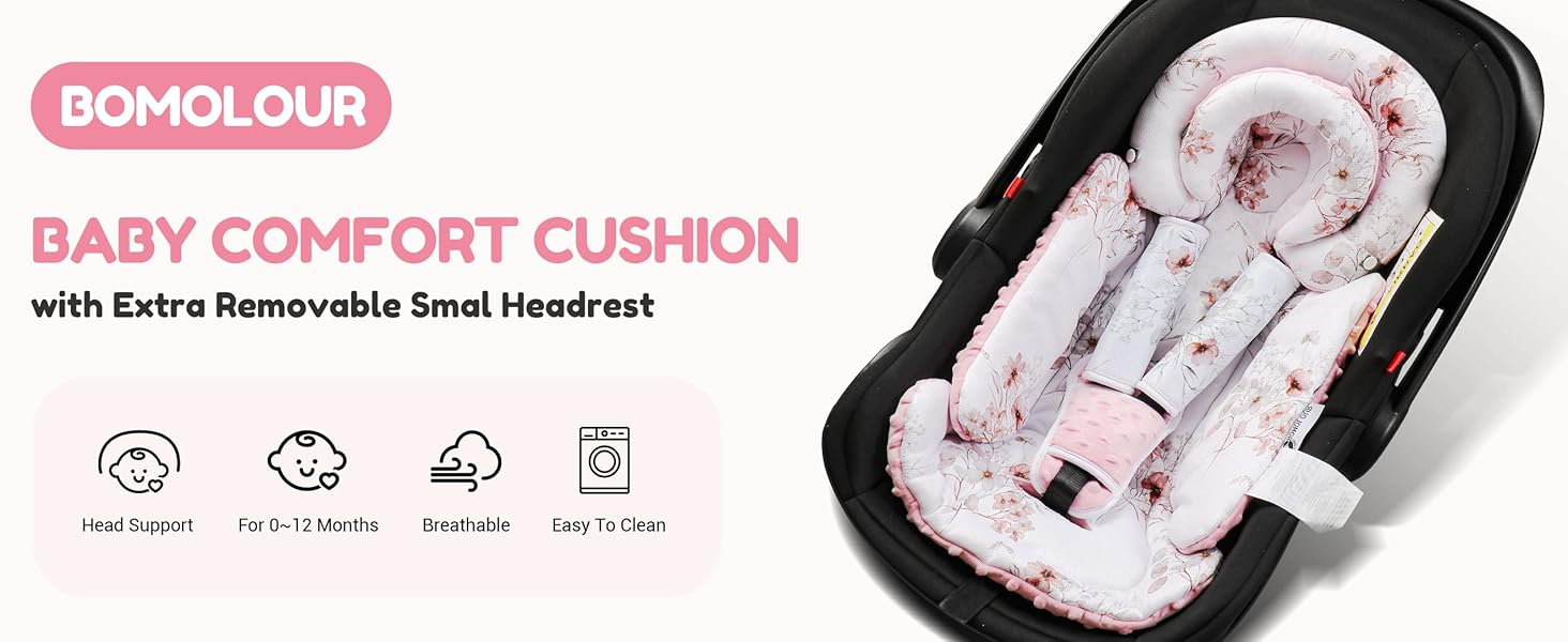 Infant Car Seat Insert with Removable Cushion for Baby Preemie Newborn Infant, Reversible carseat Insert Head Body Support Fits for Stroller, Baby Swing, Rocker, Bouncer, Bassinet - Pink Infant Car Seat Insert with Removable Cushion for Baby Preemie Newborn Infant, Reversible carseat Insert Head Body Support Fits for Stroller, Baby Swing, Rocker, Bouncer, Bassinet - Pink