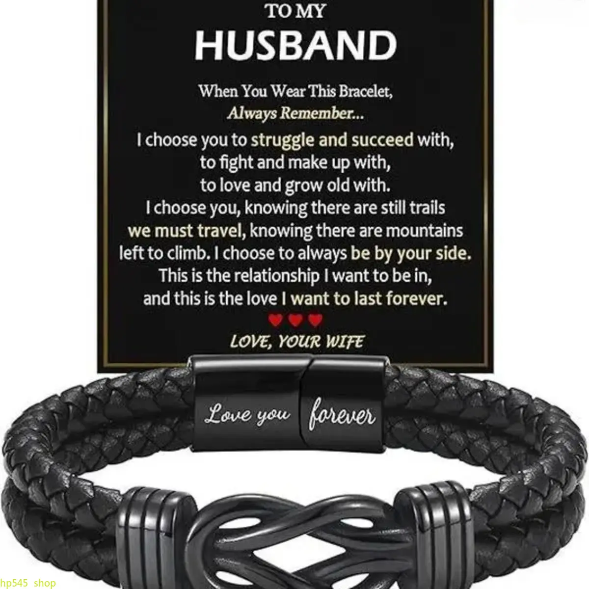 Infinity Knot Braided Leather Bracelet, Personalized To My Husband/Dad/Son/Grandson Love You Forever Bracelet, Meaningful Anniversary Birthday Christmas Gift For Men summervibes,summerwins homedecor